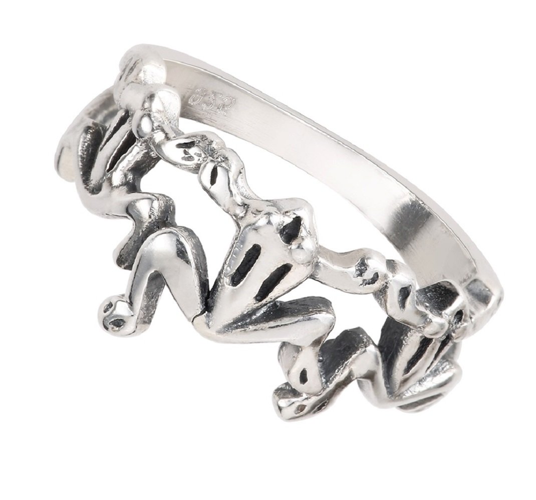 Sterling Silver Three Little Frogs Ring Size 10