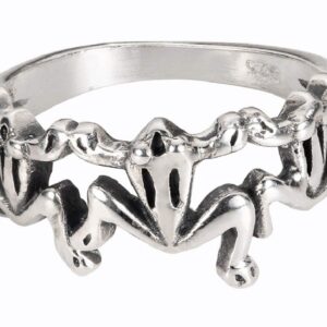 Sterling Silver Three Little Frogs Ring Size 10