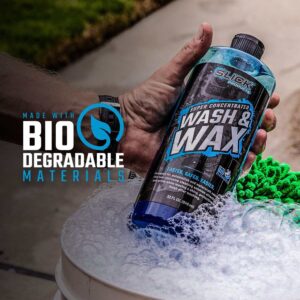 Slick Products Wash & Wax Extra Thick Foaming Cleaning Solution Motorcycle, Truck, Trailer, Boat, Car Wash Soap - Works With Foam Cannon, Foam Gun, Sprayers, Buckets, 32 oz., Tropical Scent