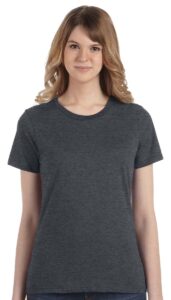 anvil 880 ladies lightweight tee - heather dark grey, large