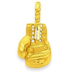 14k Yellow Gold Golden Glove Boxing Sports Charm Pendant