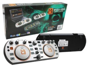 mr. dj mvdj-1000siusb dj mix controller with dual individual mixing channels to connect a computer for audio and playback