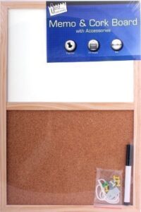 split memo dry white wipe board & cork board kitchen office home 45cm x 30cm