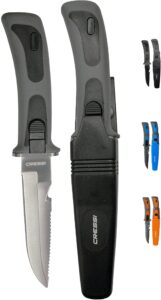 cressi diving knife with leg attachment sheat - vigo: designed in italy