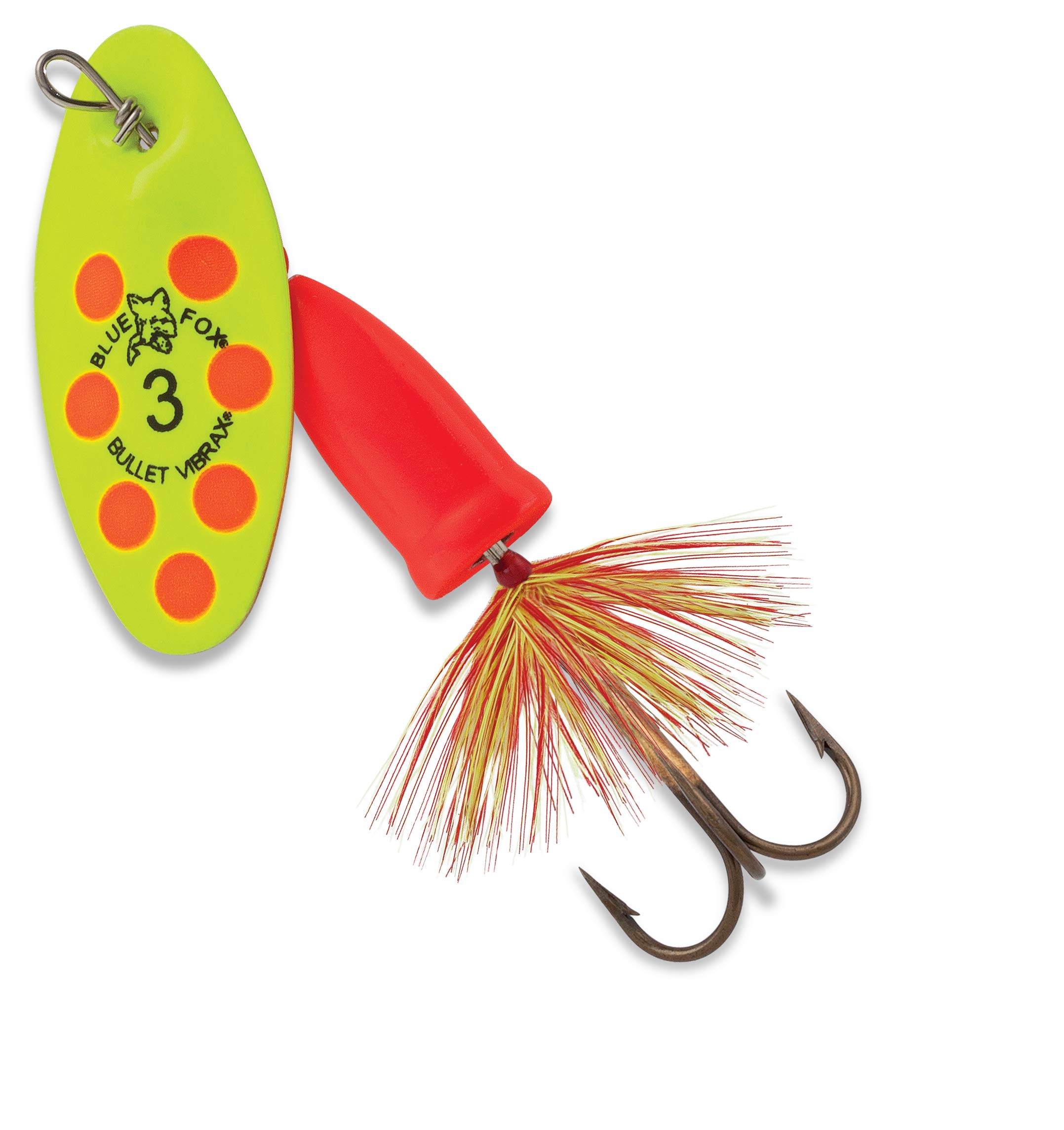 Blue Fox Vibrax Bullet Fly Tackle, Fluorescent Yellow/Fluorescent Red, 3,VBF3252