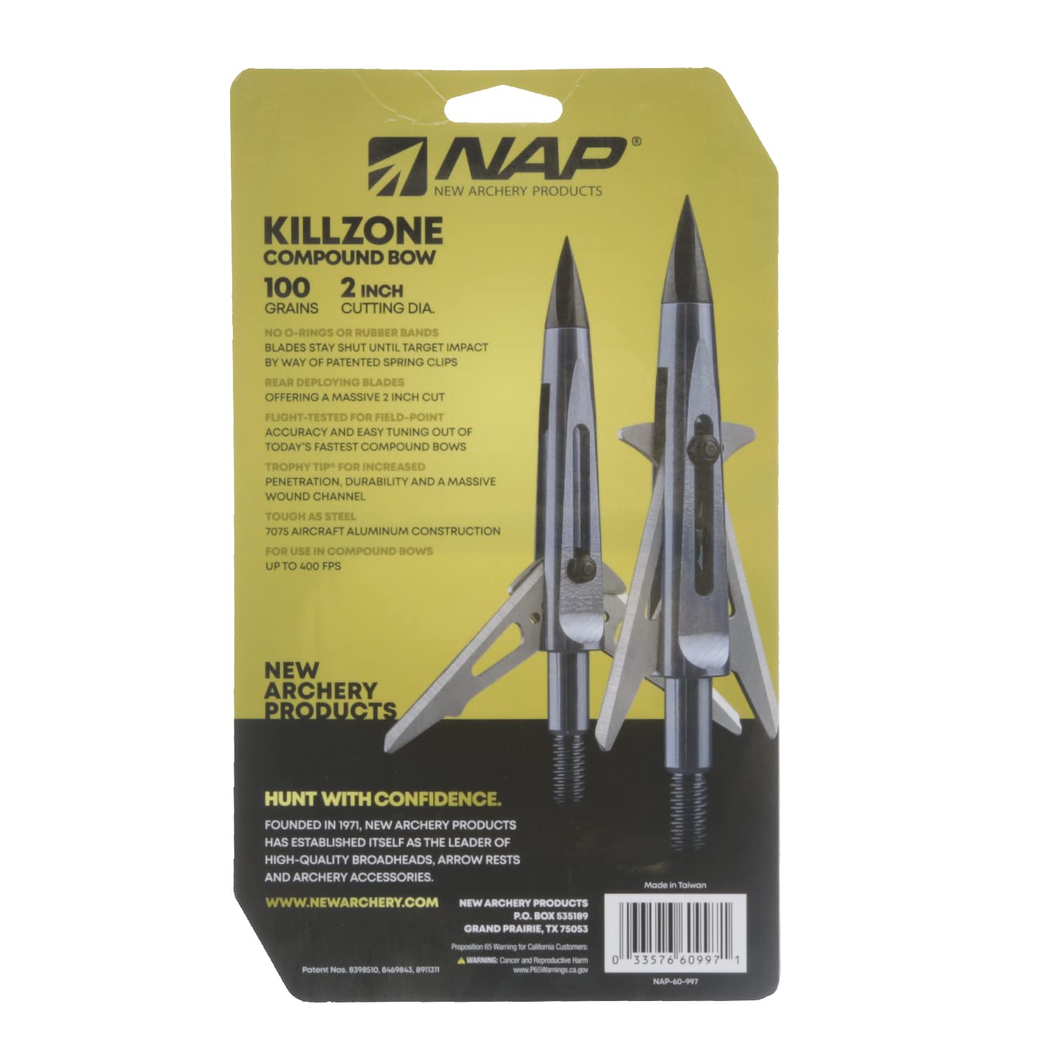 New Archery Products Killzone 125 grain Trophy Tip point 3 pack