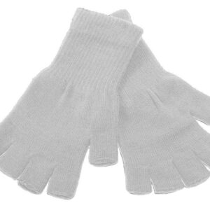 Gravity Threads Unisex Warm Half Finger Stretchy Knit Fingerless Gloves, White