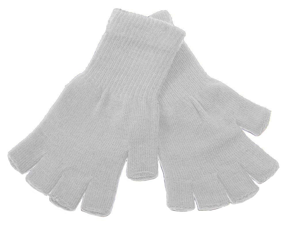 Gravity Threads Unisex Warm Half Finger Stretchy Knit Fingerless Gloves, White