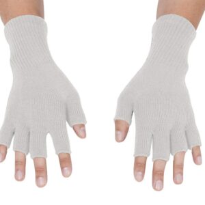 Gravity Threads Unisex Warm Half Finger Stretchy Knit Fingerless Gloves, White