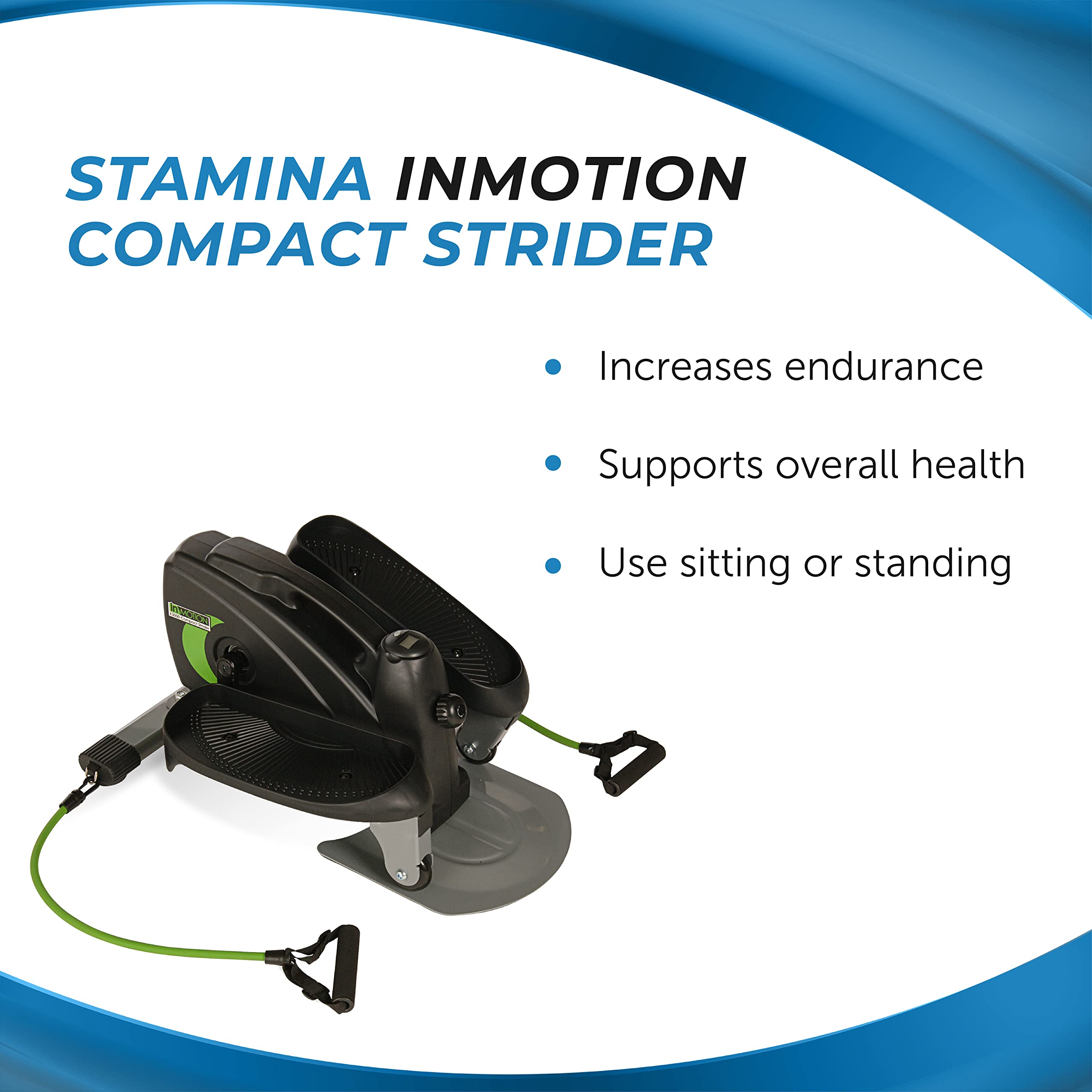 Stamina InMotion Compact Strider - Seated Elliptical with Smart Workout App - Foot Pedal Exerciser for Home Workout - Up to 250 lbs Weight Capacity