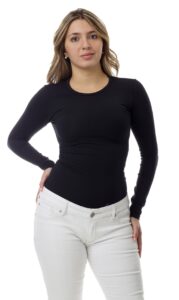 underworks women's ultra light compression minimizer crew long sleeves, large, black