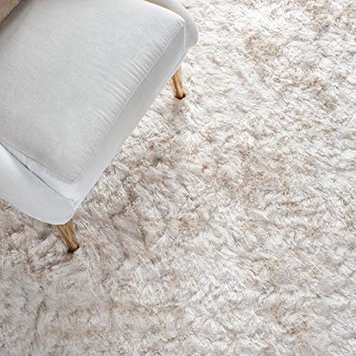 SAFAVIEH Paris Shag Collection Area Rug - 6' x 9', Ivory, Handmade Silken Glam, 2.5-inch Thick Ideal for High Traffic Areas in Living Room, Bedroom (SG511-1212)