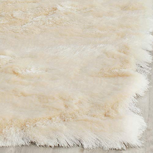 SAFAVIEH Paris Shag Collection Area Rug - 6' x 9', Ivory, Handmade Silken Glam, 2.5-inch Thick Ideal for High Traffic Areas in Living Room, Bedroom (SG511-1212)