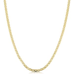 kooljewelry 14k yellow gold filled solid mariner link chain necklace (3.3 mm,30 inch)