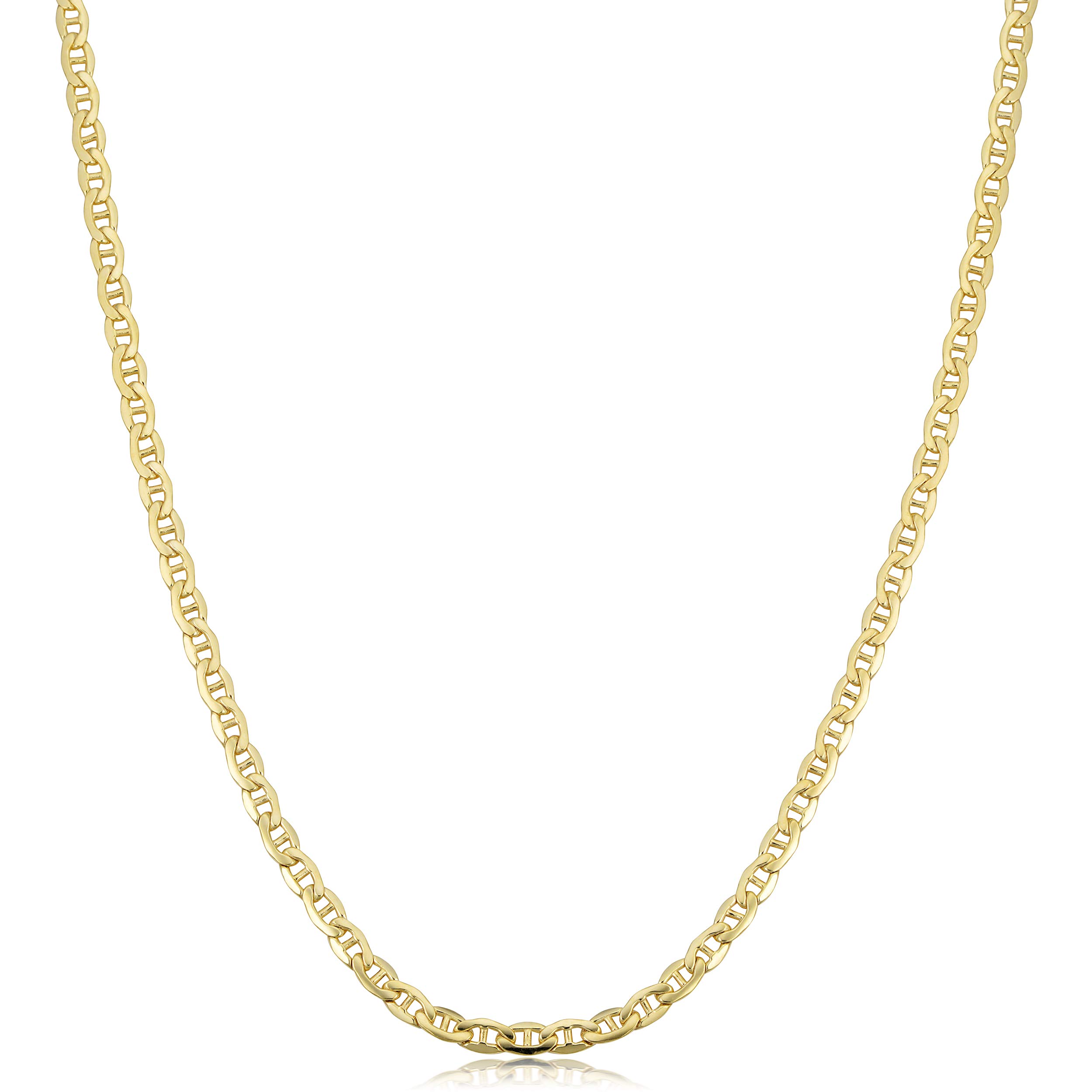 Kooljewelry 14k Yellow Gold Filled Solid Mariner Link Chain Necklace (3.3 mm,30 inch)