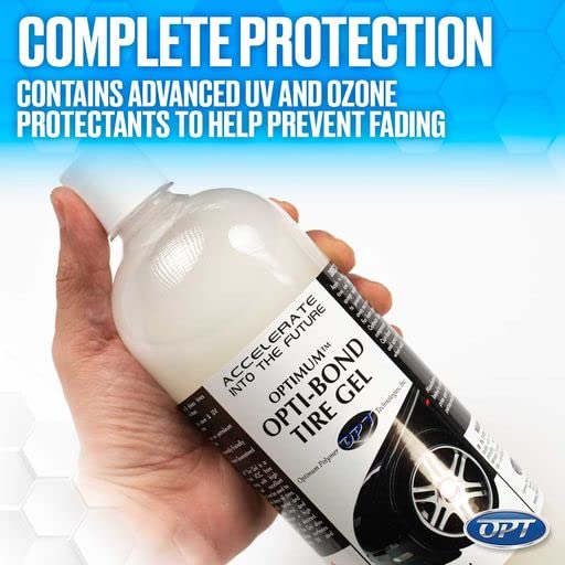 Optimum Opti-Bond Tire Gel – 32 oz., Long Lasting Tire Dressing; Water Based Tire Gel Spray; Vinyl, Plastic, Tire and Trim Dressing; Great for Tire Shine, Vinyl Trim Care, and Dashboard Protection