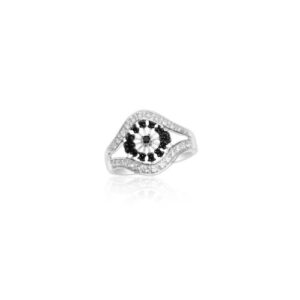 Vogati 0.02 Cts Black Diamond Ring in Silver with Black Rhodium - Valentine's Day Sale