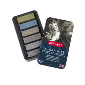 Derwent XL Graphite Blocks, Metal Tin, 6 Count (2302010)