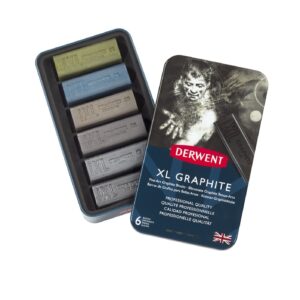 Derwent XL Graphite Blocks, Metal Tin, 6 Count (2302010)