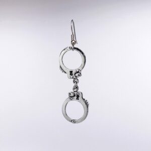 Handcuff Dangle Earrings Silver Finish Pewter On Fish Hook Earring Wires