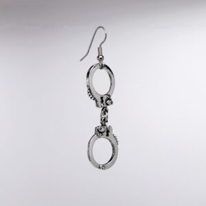 Handcuff Dangle Earrings Silver Finish Pewter On Fish Hook Earring Wires