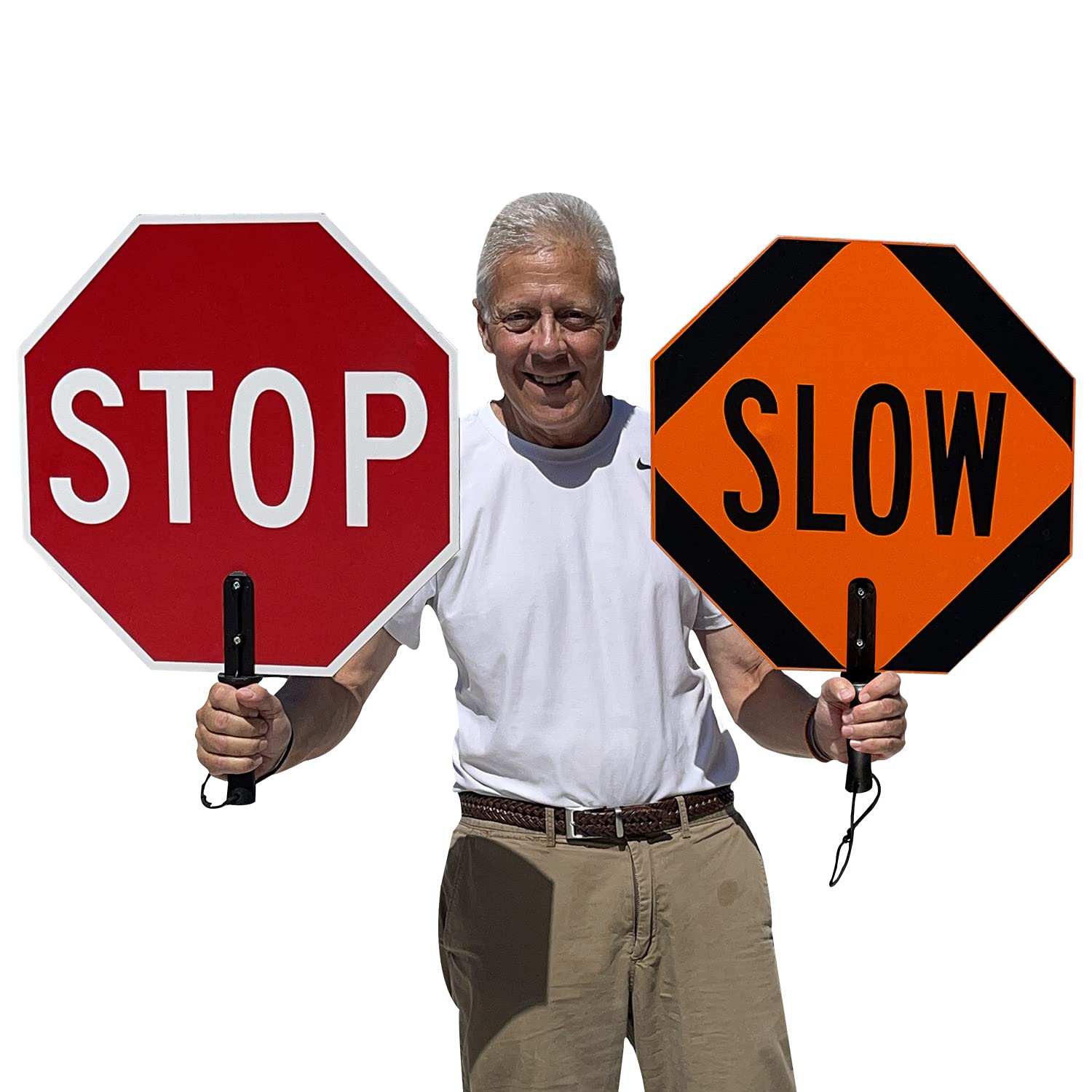 SmartSign "Stop - Slow" Double Sided Paddle | 18" 3M Engineer Grade Reflective Aluminum