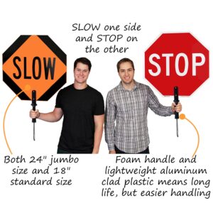 SmartSign "Stop - Slow" Double Sided Paddle | 18" 3M Engineer Grade Reflective Aluminum