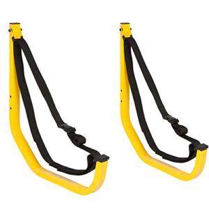 suspenz kayak canoe sup storage hanger for garage wall, indoor outdoor, jay rack hook, holds up to 125 lbs, yellow, (11-0001)