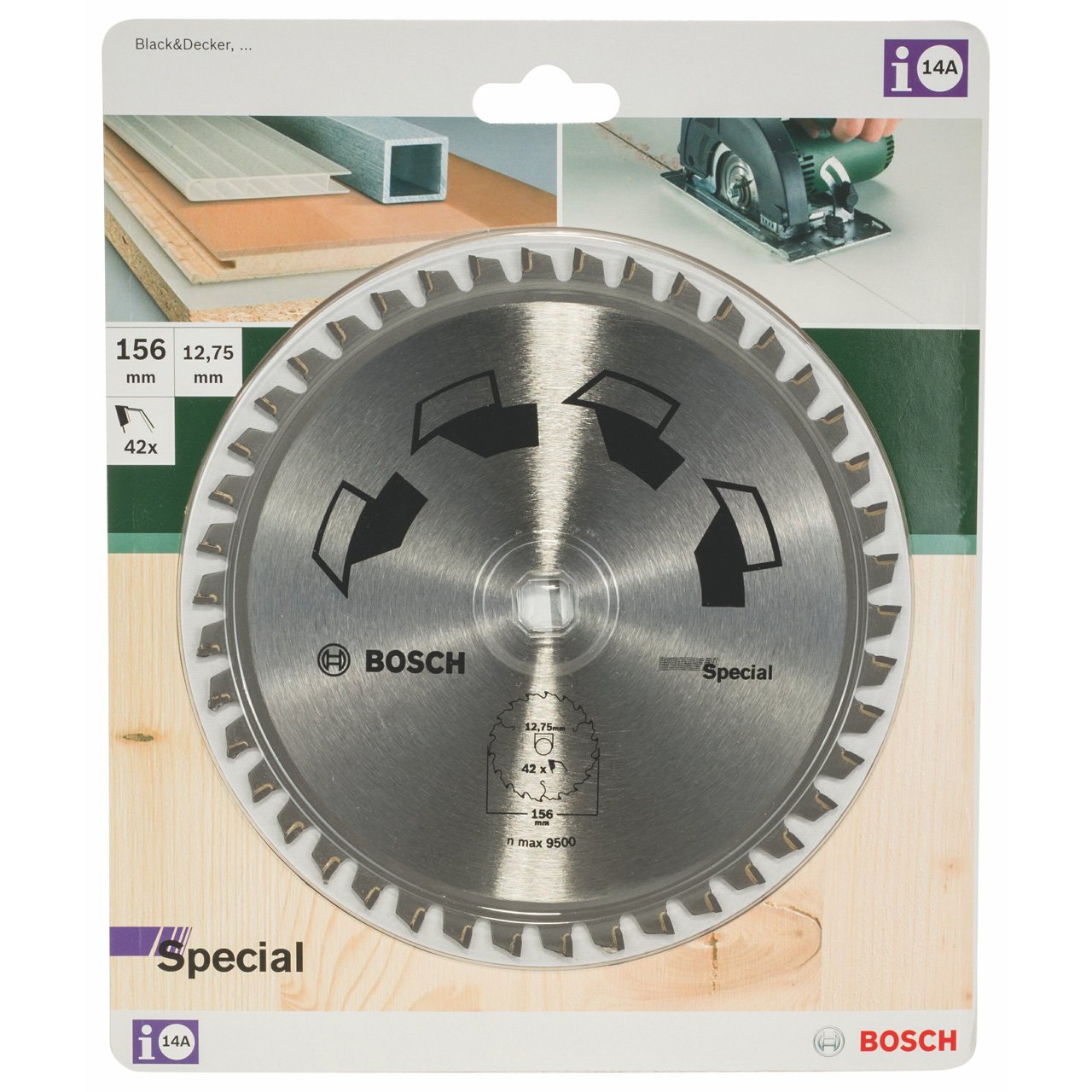 Bosch 1x Circular Saw Blade Special (for Wood, Non-Ferrous Metals, Plastic, Ø 156 x 2.2/1.6 x 12.75 mm, 42 Teeth, FT, Accessories for Circular Saws)