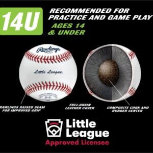 Rawlings | LITTLE LEAGUE Competition Grade Baseballs | RLLB1 | Youth/14U | Game/Practice Use | 12 Count