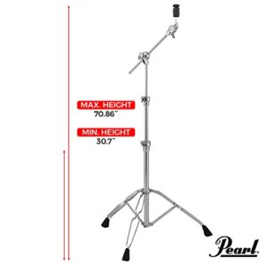 Pearl BC930 Double-Braced Cymbal Boom Stand, Heavy Weight Boom Stand with Gearless UniLock Cymbal Tilter, Three-Tier Height Adjustment, and Sturdy Double-Braced legs.