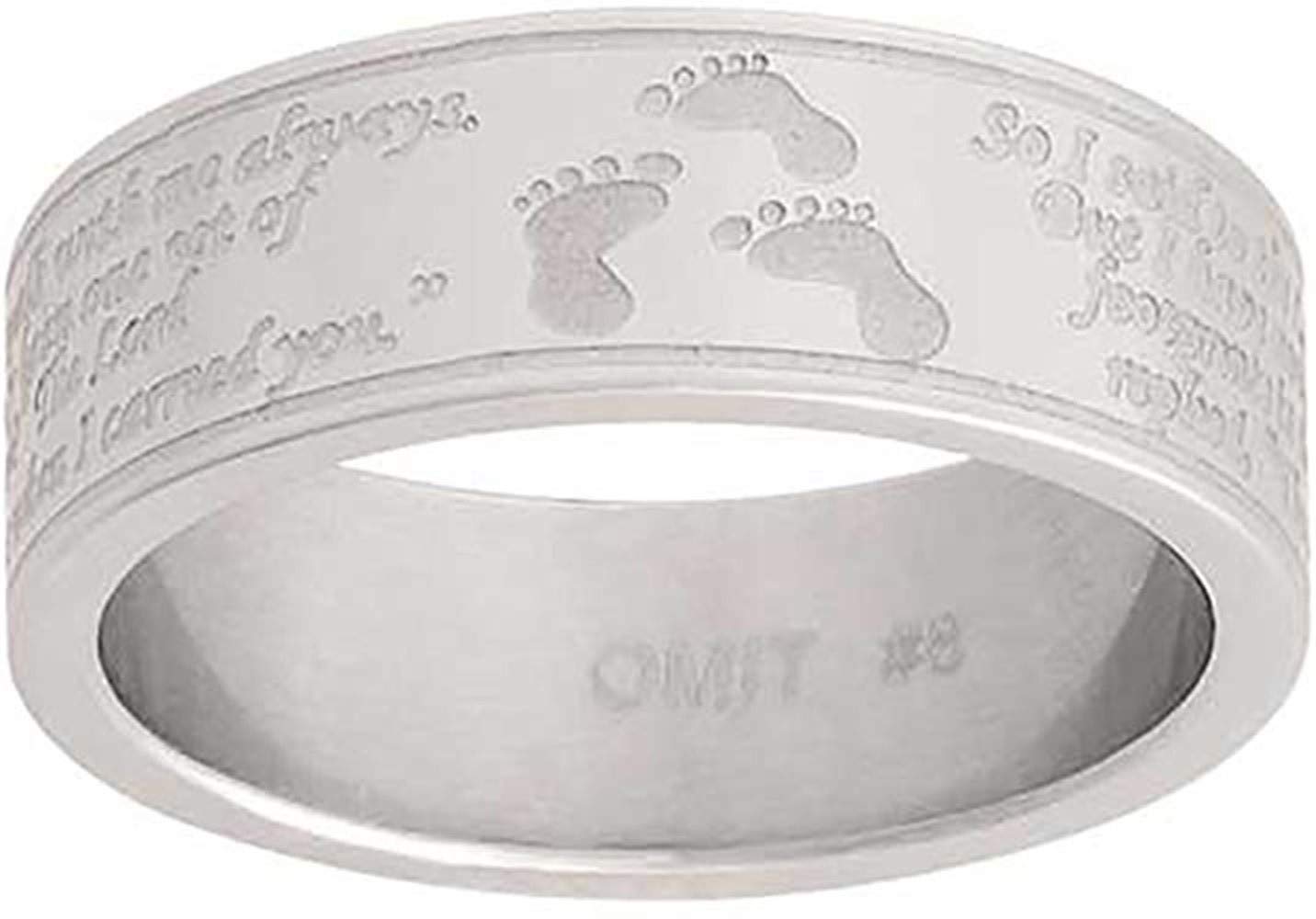 J127 - CTR RING Stainless Steel "Footprints" Full Poem (7.5)