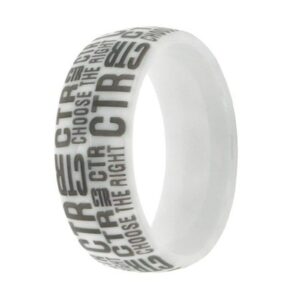 J156 Size 6.5 Ceramic White Tabloid Ring Mormon One Moment In Time LDS CTR