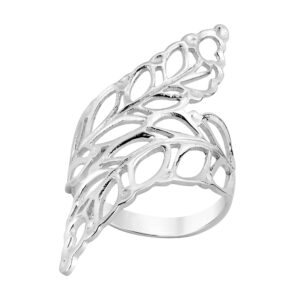 aeravida beautiful exquisite cut-out leaf-leaves wrap .925 sterling silver chic ring for men women - size 6