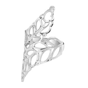 AeraVida Beautiful Exquisite Cut-Out Leaf-Leaves Wrap .925 Sterling Silver Chic Ring for Men Women - Size 6