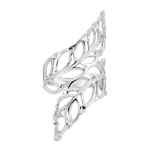 AeraVida Beautiful Exquisite Cut-Out Leaf-Leaves Wrap .925 Sterling Silver Chic Ring for Men Women - Size 6