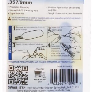 .357cal/.38cal/.380cal/9mm Gun Cleaning Bore-tips® by Swab-its®: Barrel Cleaning Swabs