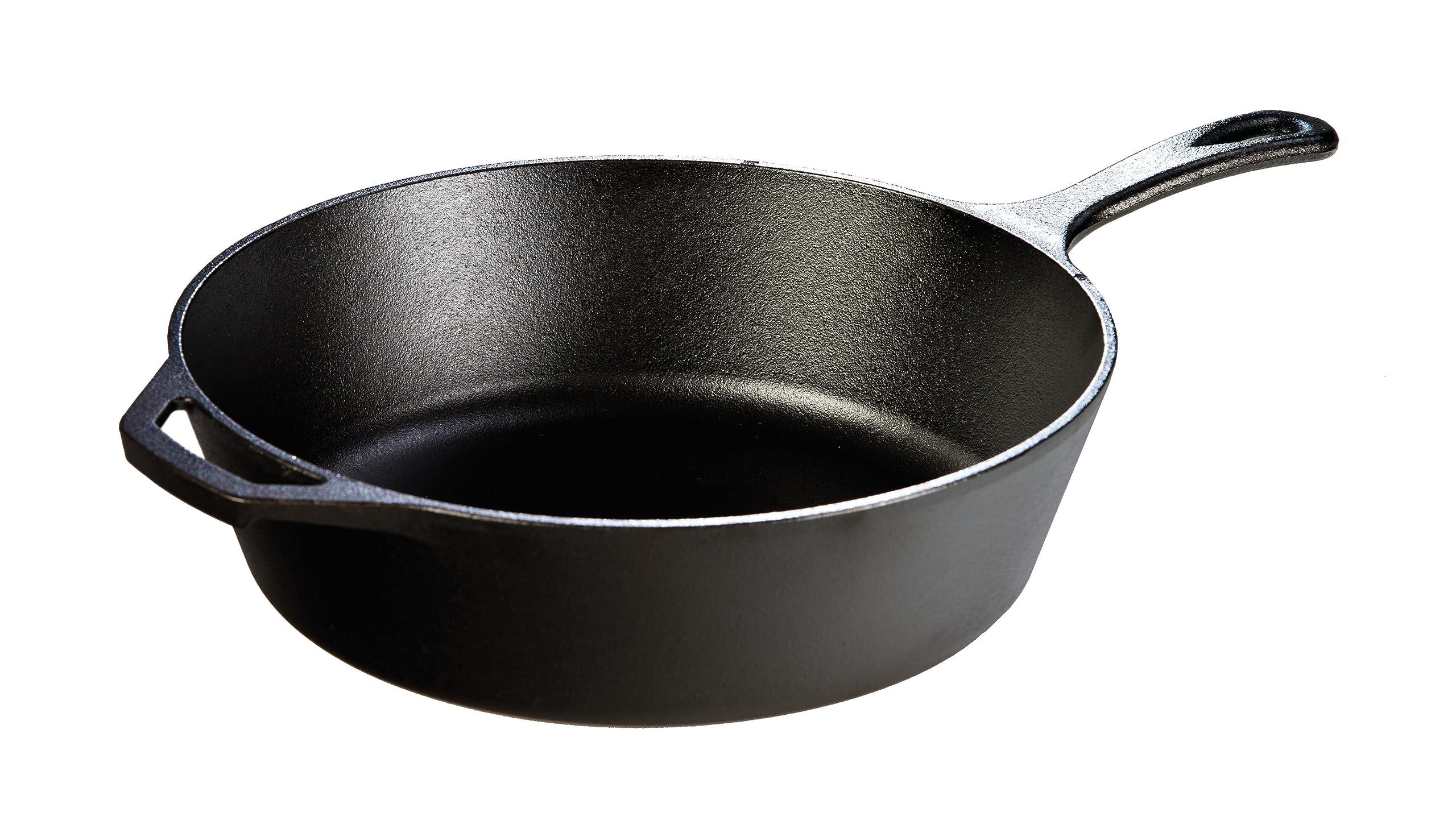 Lodge 5 Quart Pre-Seasoned Cast Iron Deep Skillet - Signature Teardrop Handle & Assist Handle - Use in the Oven, on the Stove or Grill, or Over a Campfire - Black