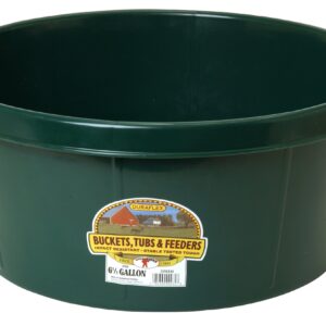 Little Giant® Plastic All-Purpose Tub | Plastic Pond Tub | Feed Tub | Durable Plastic Livestock Feeding Pan with Hand Grips | Made in USA | 6.5 Gallons | Green