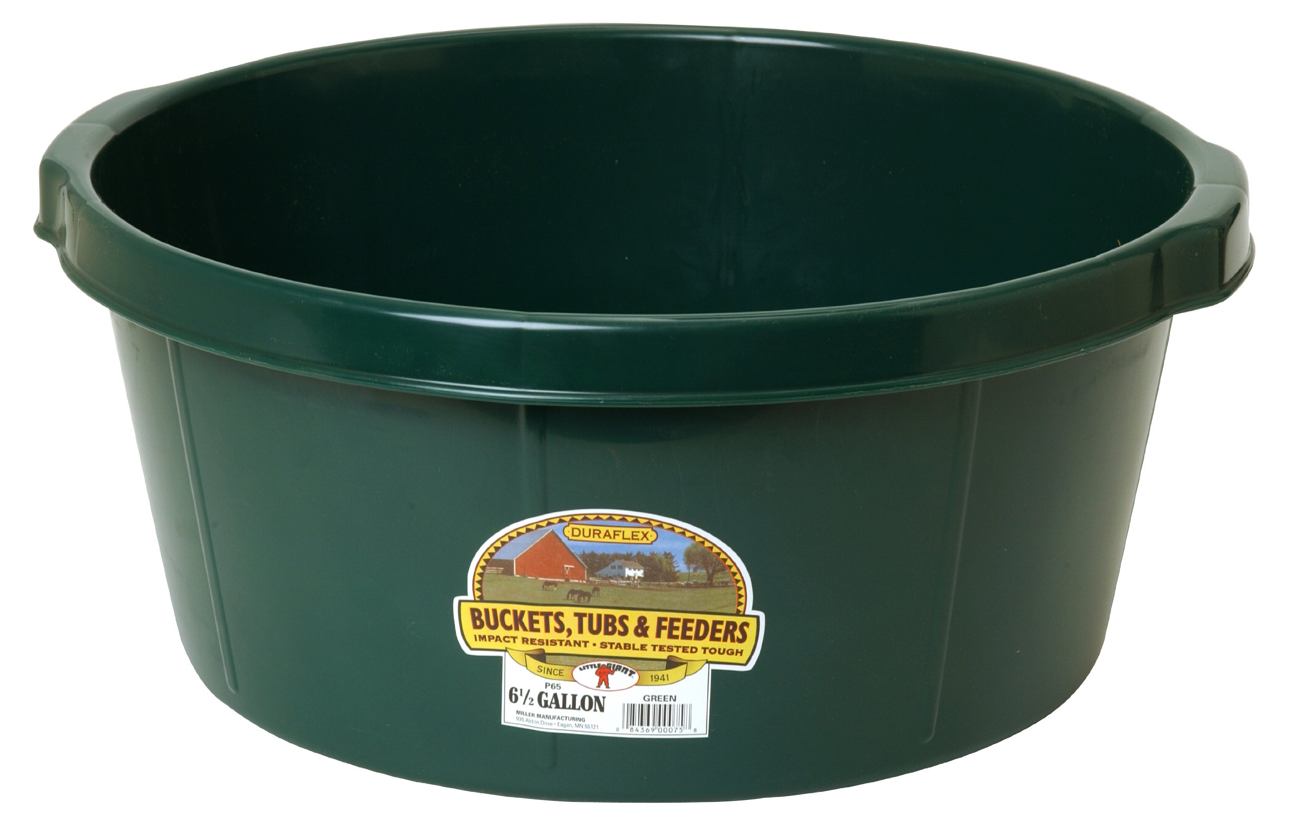 Little Giant® Plastic All-Purpose Tub | Plastic Pond Tub | Feed Tub | Durable Plastic Livestock Feeding Pan with Hand Grips | Made in USA | 6.5 Gallons | Green