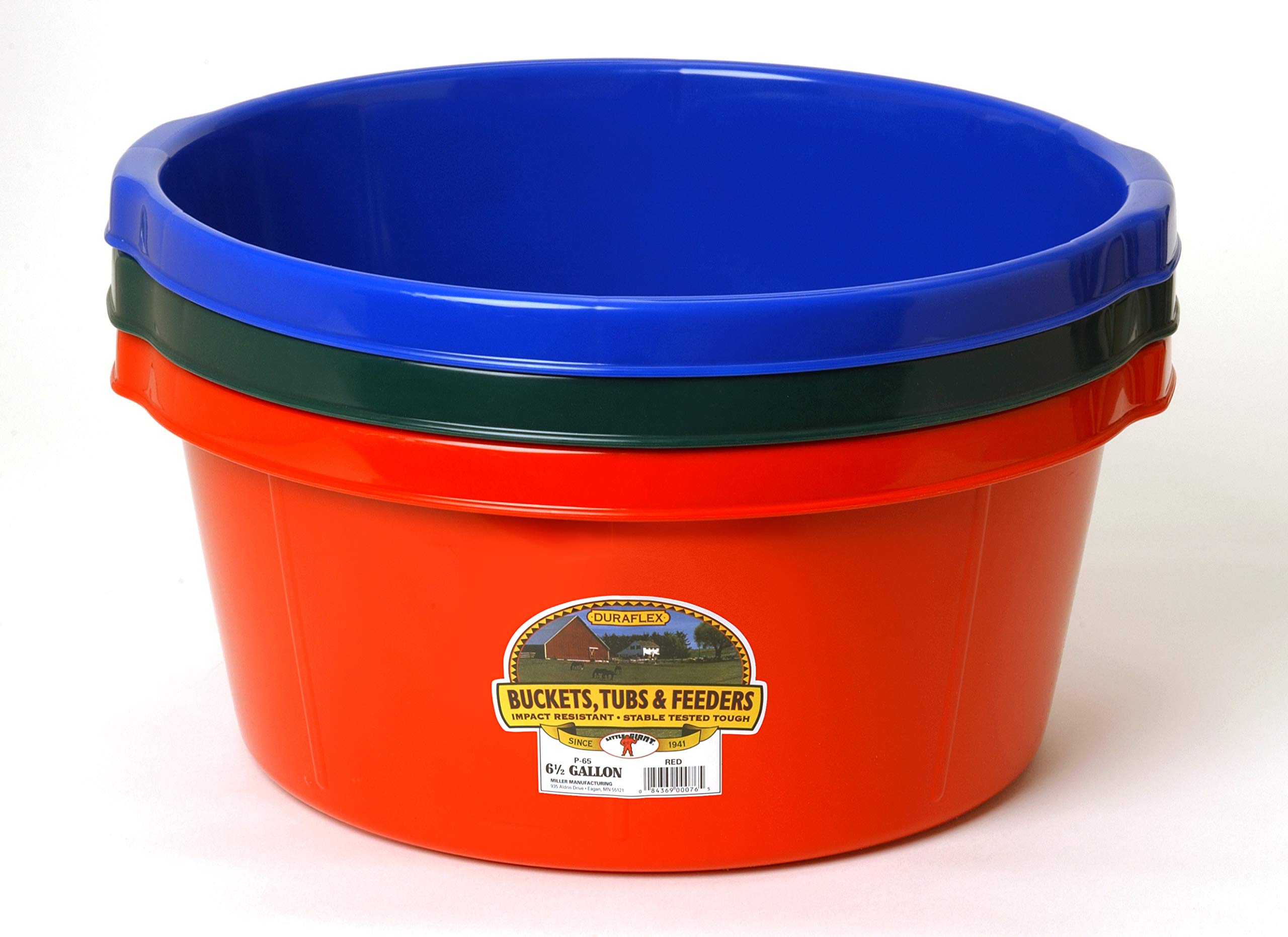 Little Giant® Plastic All-Purpose Tub | Plastic Pond Tub | Feed Tub | Durable Plastic Livestock Feeding Pan with Hand Grips | Made in USA | 6.5 Gallons | Green