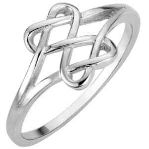 CloseoutWarehouse 925 Sterling Silver Hearts Infinity Fusion Ring (Comes in Colors) (Silver, 8)