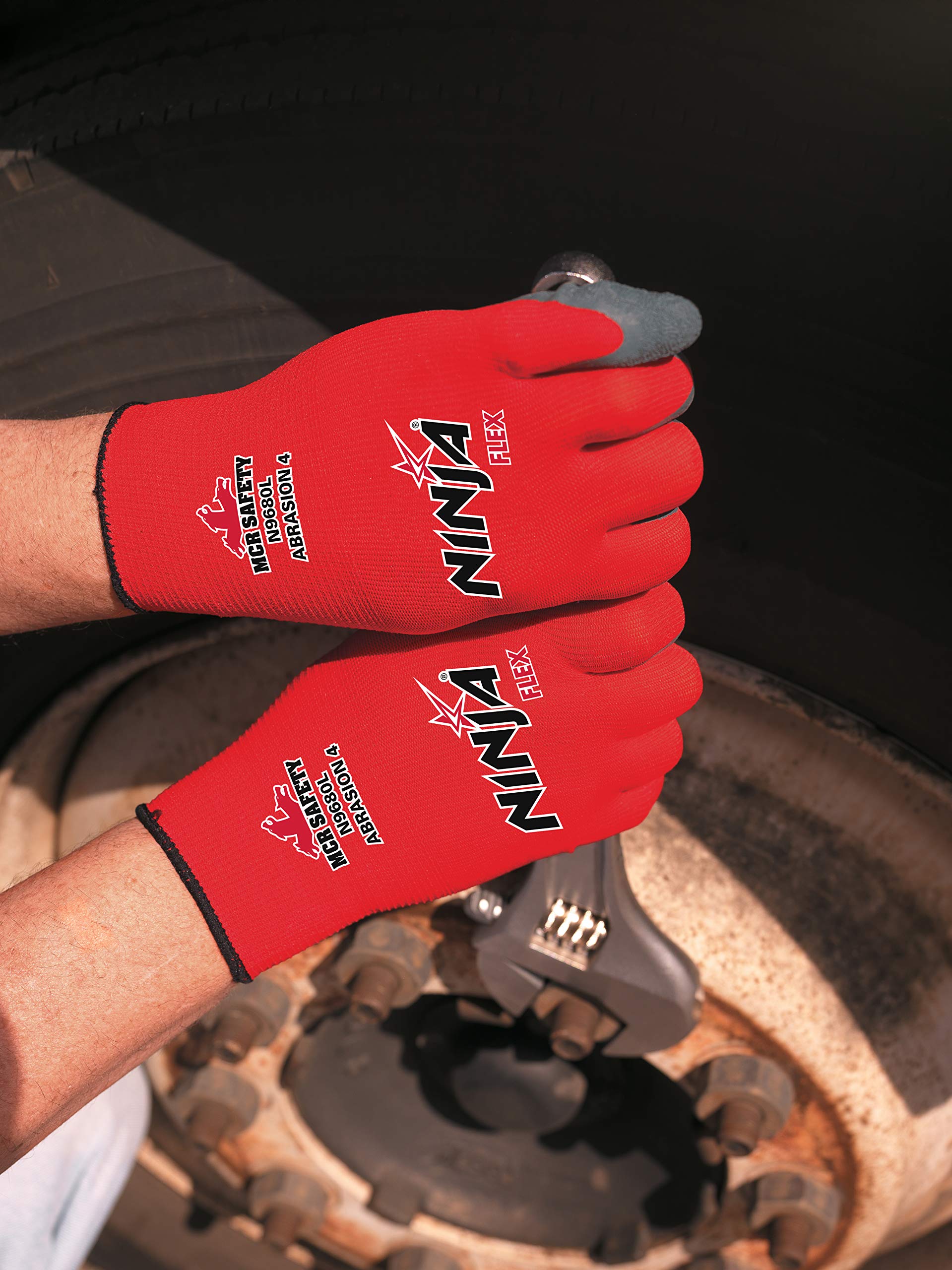 Memphis N9680 Red Ninja Flex Gloves, 15 Gauge, Size Large, (12 Pair)