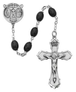 sterling silver black wood rosary