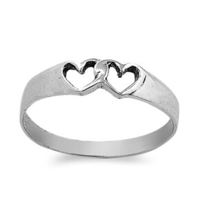 CloseoutWarehouse 925 Sterling Silver Two Hearts Beating as One Ring Size 4