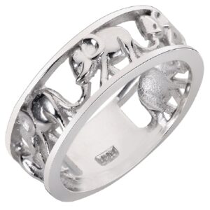 CloseoutWarehouse 925 Sterling Silver Elephant Family Migration Ring Size 6