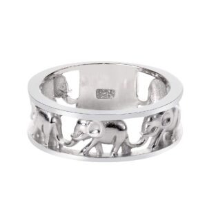 CloseoutWarehouse 925 Sterling Silver Elephant Family Migration Ring Size 6