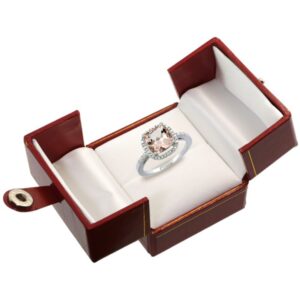 Silver City Jewelry 14K White Gold Natural Morganite Ring Cushion-Cut 8x8mm Diamond Accent, Size 10