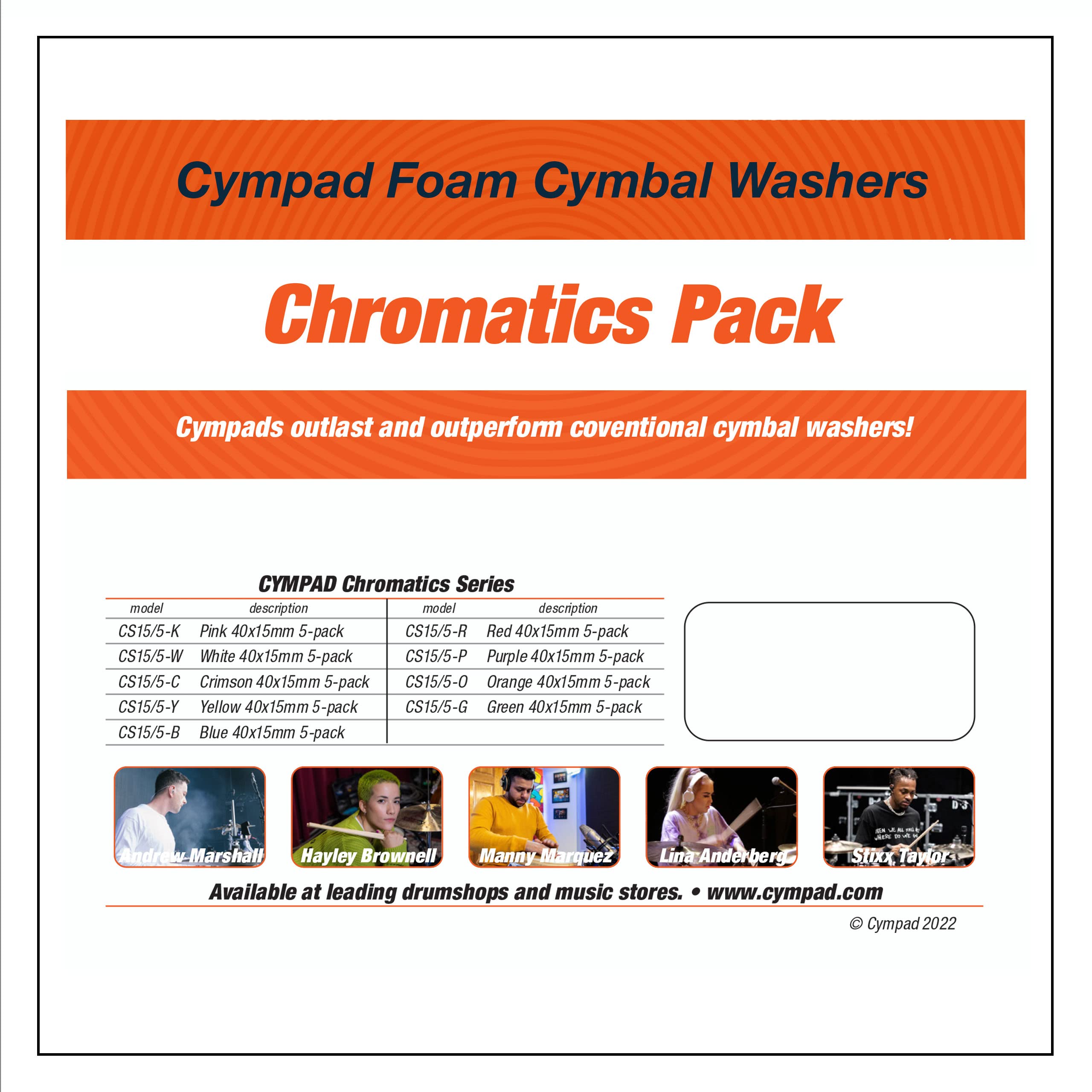 Cympad Chromatics Foam Cymbal Washer Set 40/15mm Blue