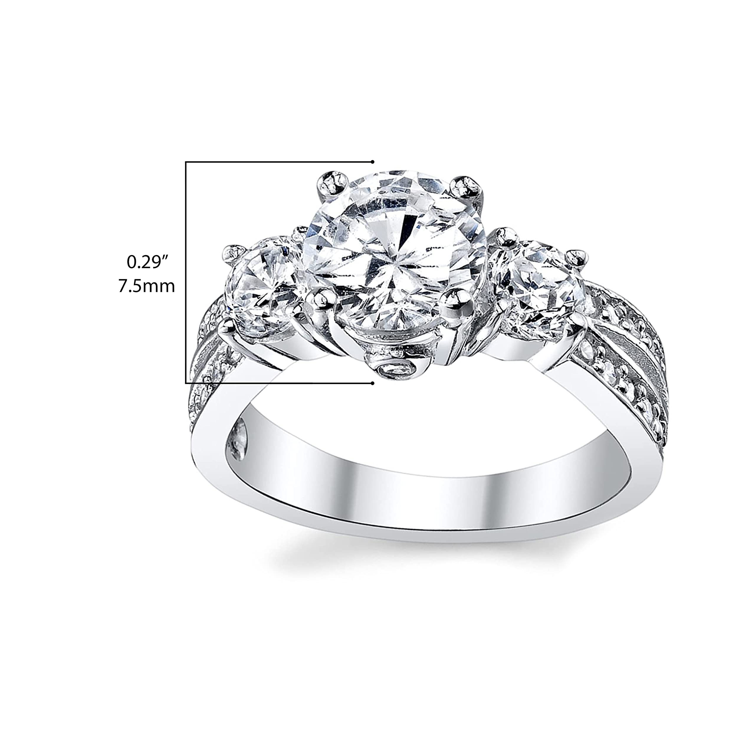 1.50 Carat Round Cubic Zirconia " Past, Present, Future" Sterling Silver 925 Wedding Engagement Ring 7